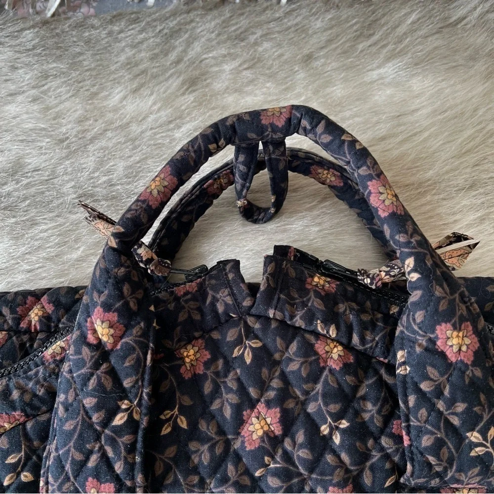 Vintage VERA BRADLEY Black Walnut Garment Bag Brown Orange Floral Leaves 1999